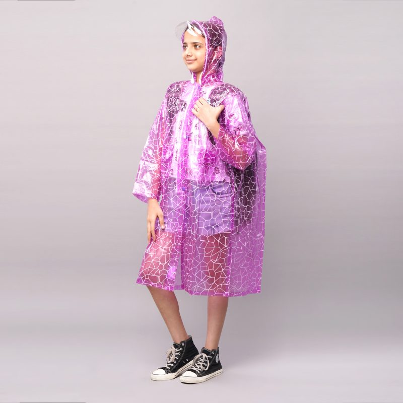 Kids Hooded Raincoat - Web Design- SB62 - Blue, 27" (4-5 years)