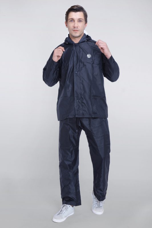 Reversible Double-Layered Rain Suit for Men - Marshal - Black, XL