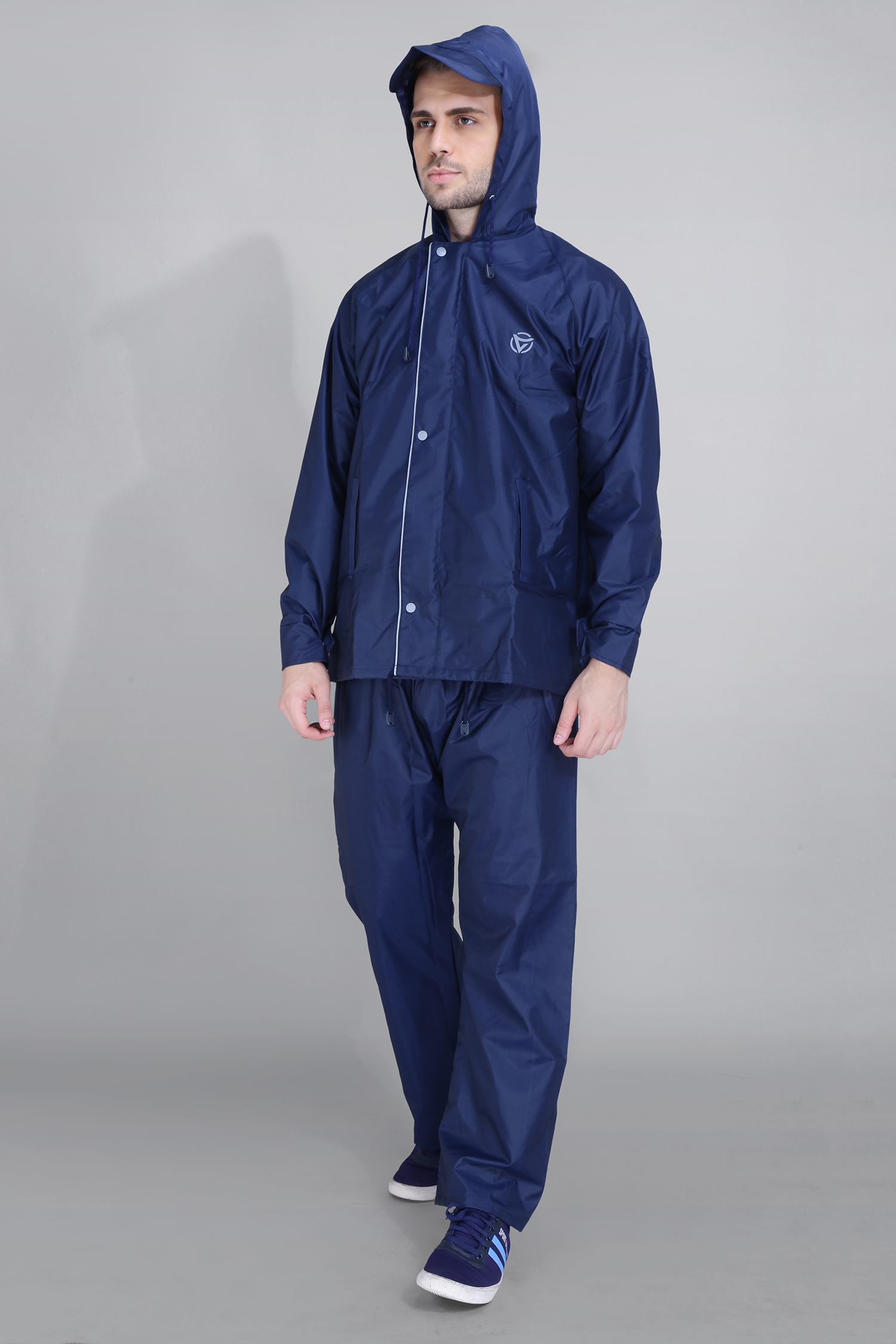 Reversible Double-Layered Rain Suit for Men - 1160 - Blue, XL