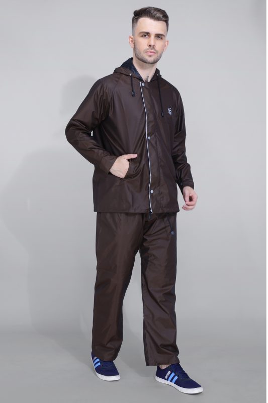 Reversible Double-Layered Rain Suit for Men - 1160 - Brown, XL