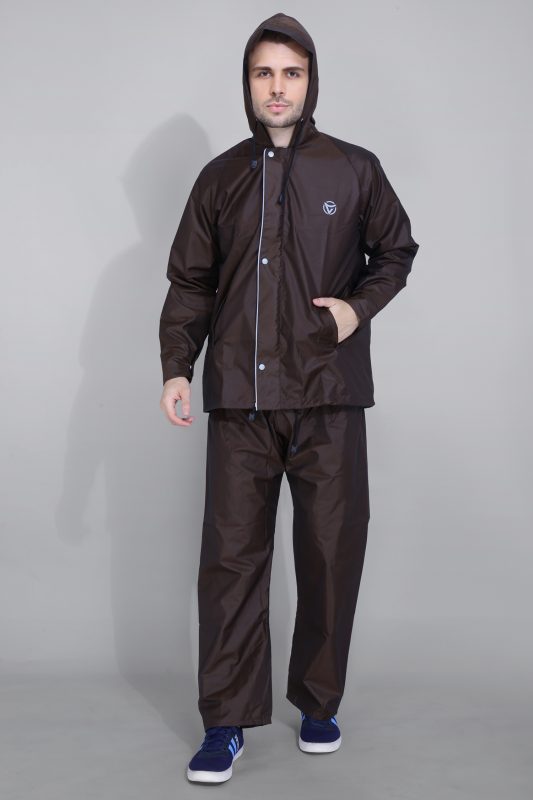 Reversible Double-Layered Rain Suit for Men - 1160 - Brown, XL