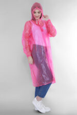 Unisex Rain Poncho with Polka Dots - P004 - P004 - Pink, Free Size