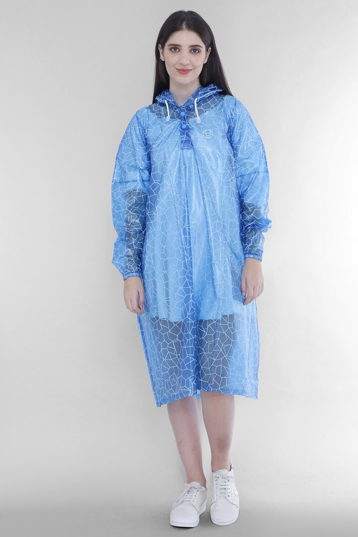 Unisex Rain Poncho with Web Design - P005 - Blue, Free Size