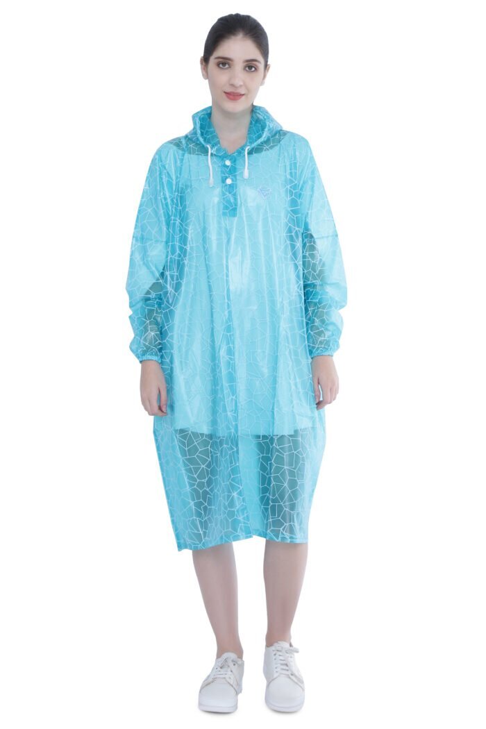 Unisex Rain Poncho with Web Design - P005 - Blue, Free Size