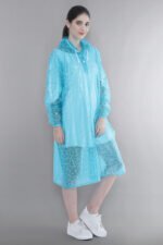 Unisex Rain Poncho with Web Design - P005 - Blue, Free Size