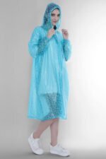 Unisex Rain Poncho with Web Design - P005 - Blue, Free Size