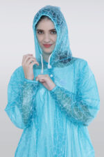 Unisex Rain Poncho with Web Design - P005 - Blue, Free Size