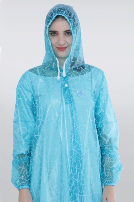 Unisex Rain Poncho with Web Design - P005 - Blue, Free Size