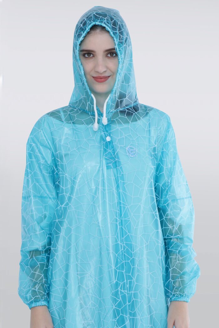 Unisex Rain Poncho with Web Design - P005 - Blue, Free Size