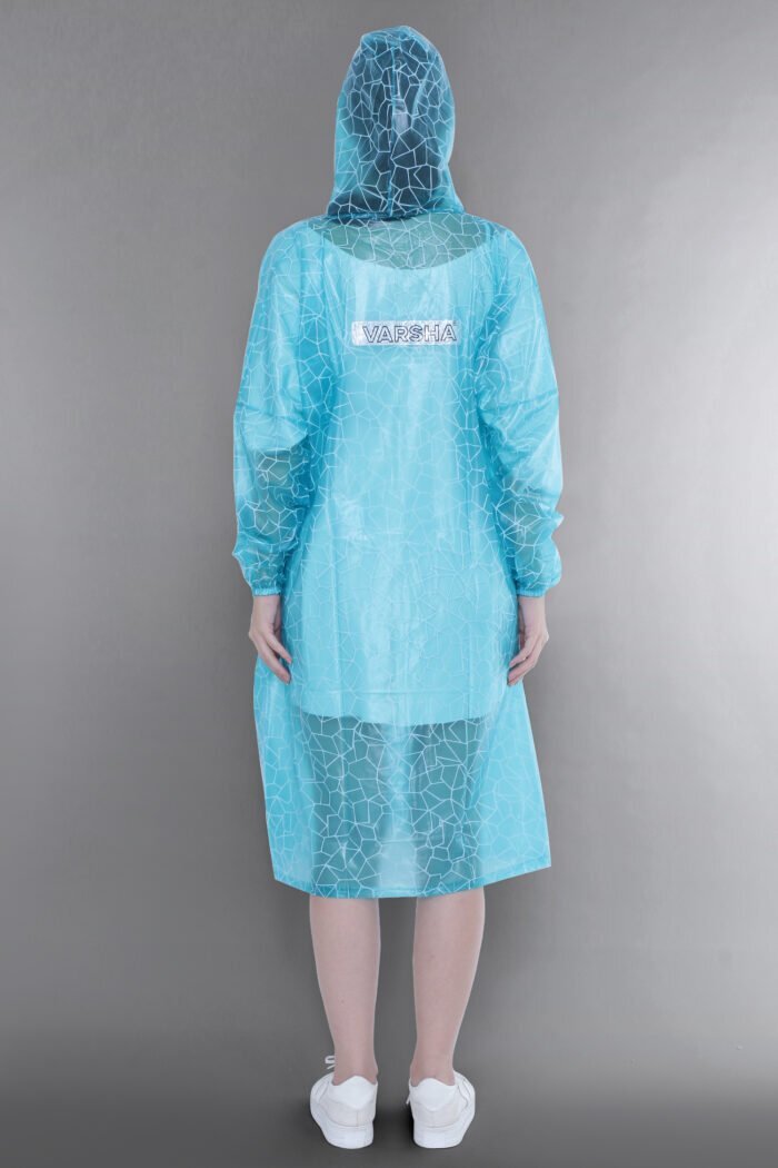 Unisex Rain Poncho with Web Design - P005 - Blue, Free Size