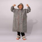 Kids Hooded Raincoat - Plain - Grey