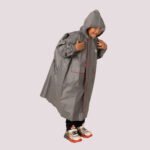 Kids Hooded Raincoat - Plain - Grey