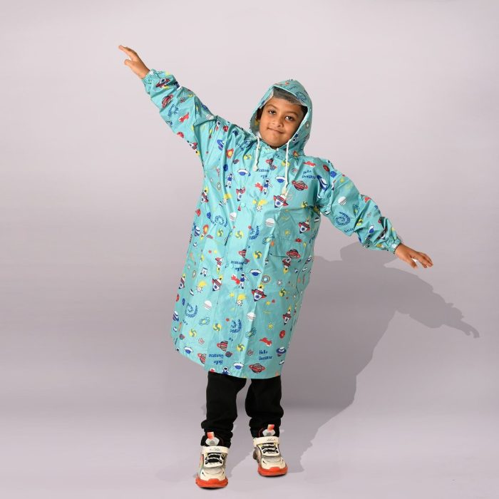 Kids Hooded Raincoat - Space Design Sb-606