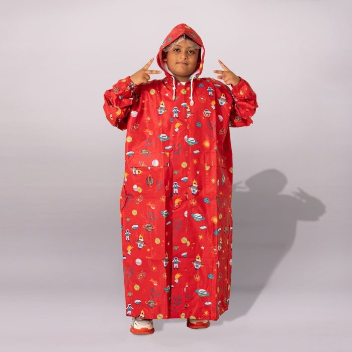 Kids Hooded Raincoat – Space Design