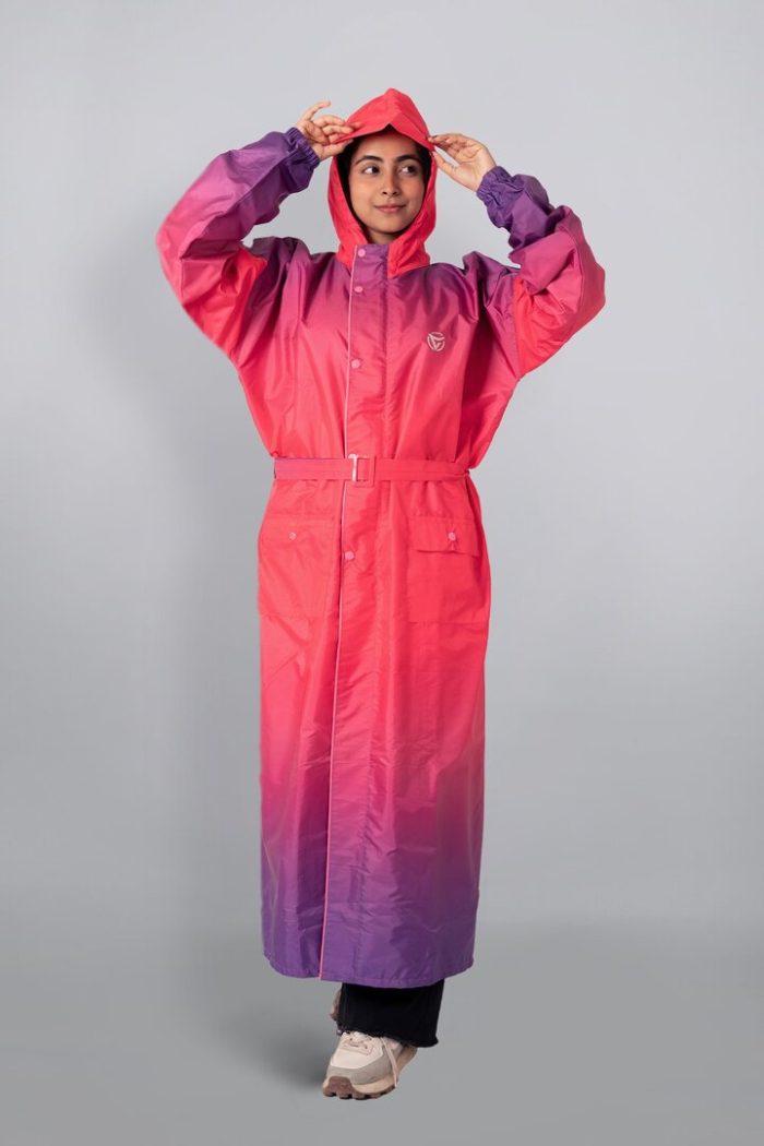 Ladies Raincoat - Gradient Print - Jungle green, L