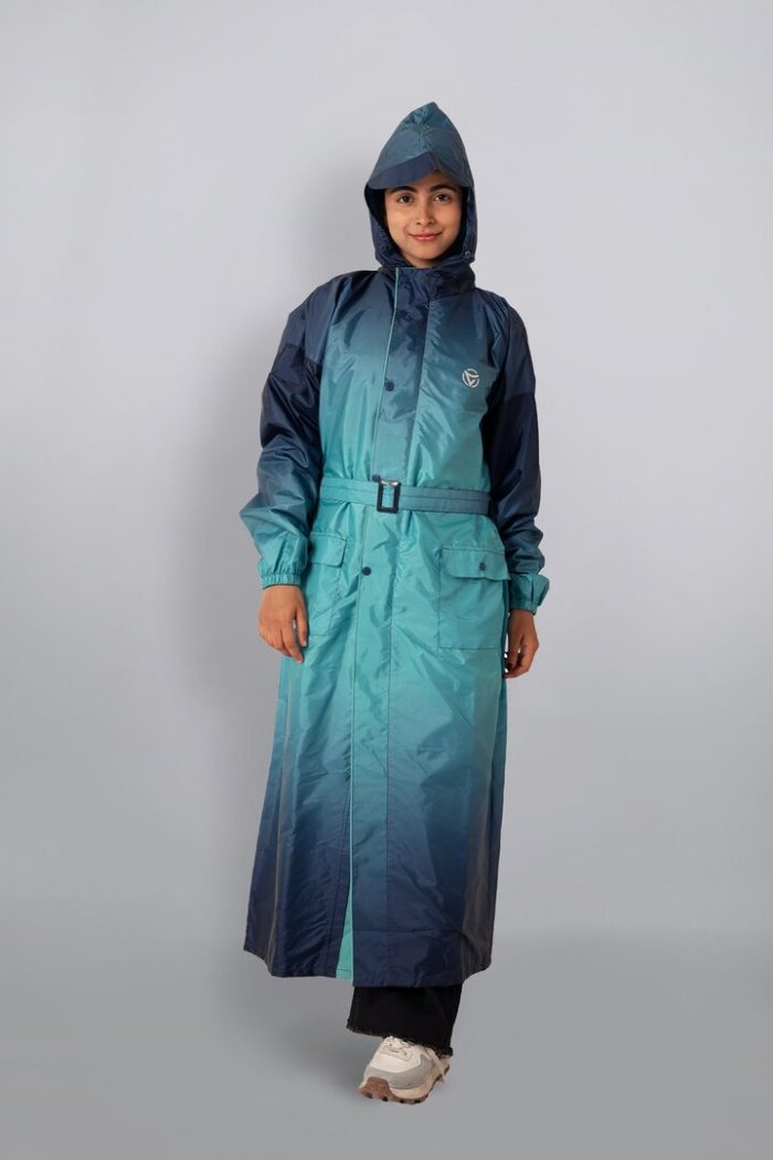 Ladies Raincoat - Gradient Print - Jungle green, L