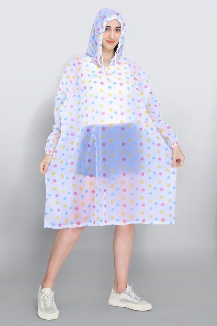 Unisex Rain Poncho with Color Dots