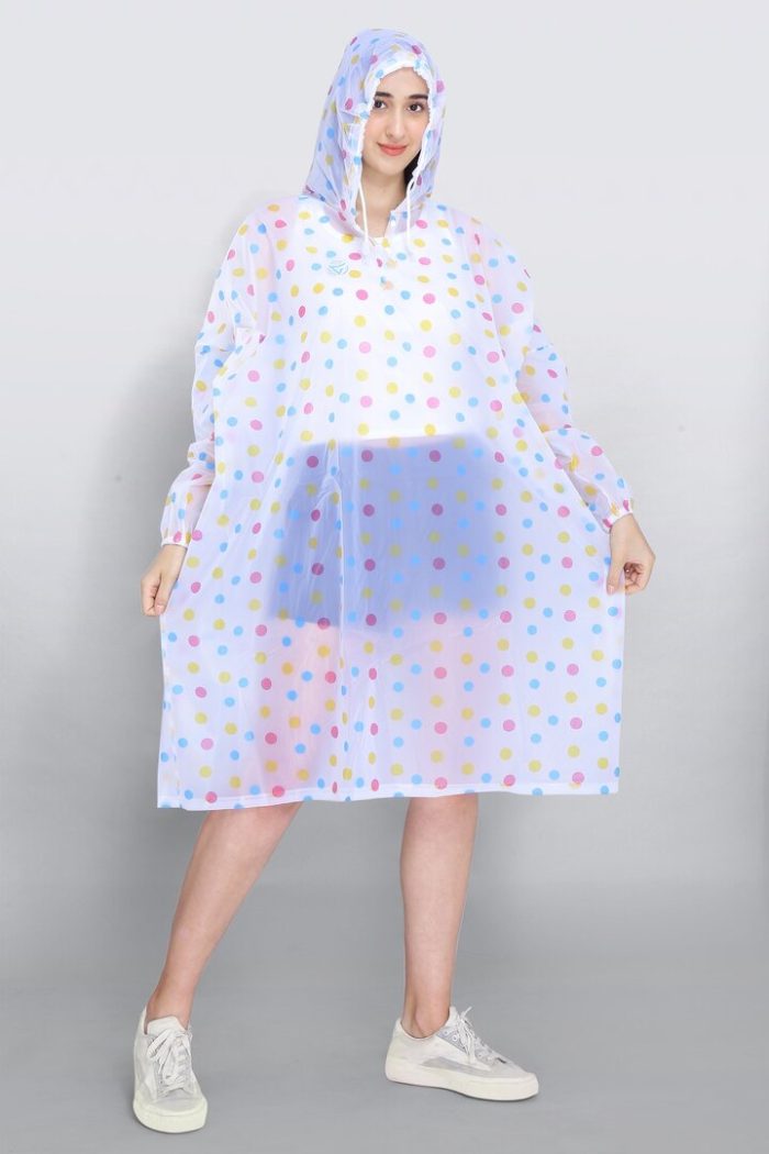 Unisex Rain Poncho with Color Dots