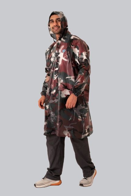 Unisex PVC Rain Poncho Military