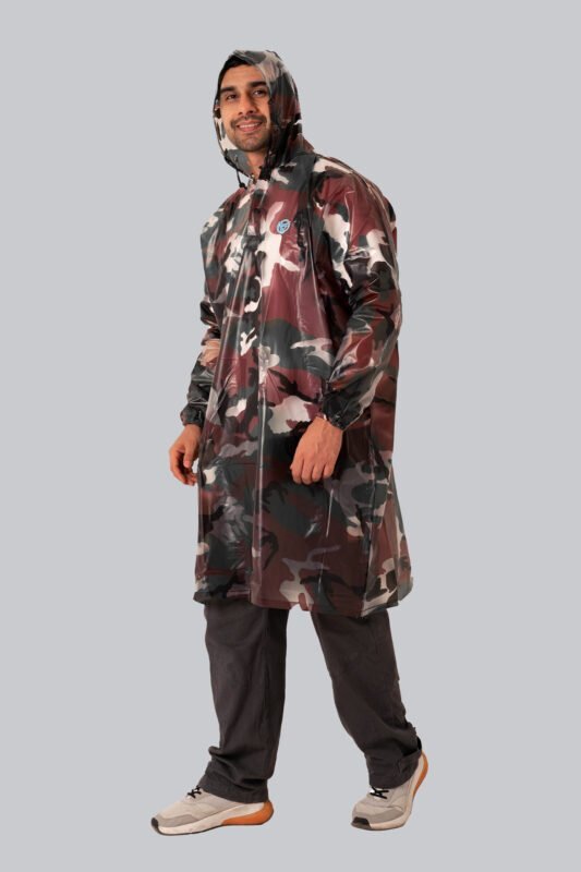 Unisex PVC Rain Poncho Military