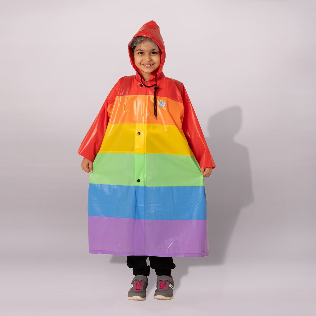 Varsha Gloss Multicolor Kids Hooded Raincoat SB 100 Varsha Rainwear