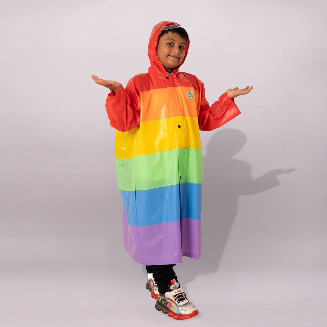 Varsha Gloss Multicolor Kids Hooded Raincoat SB 100 Varsha Rainwear