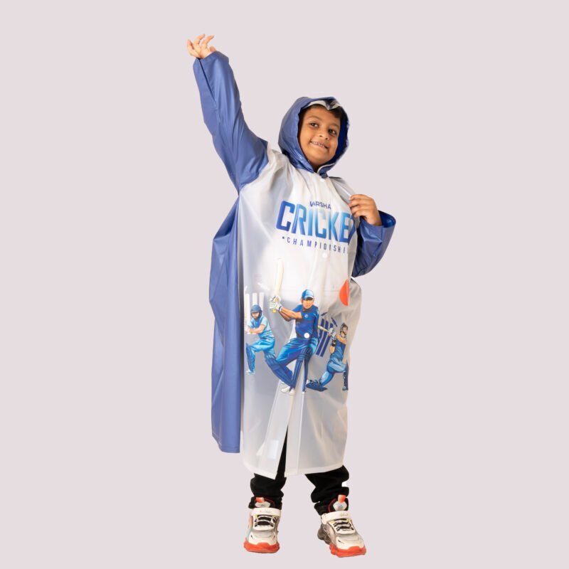 kids hooded raincoat cricket print