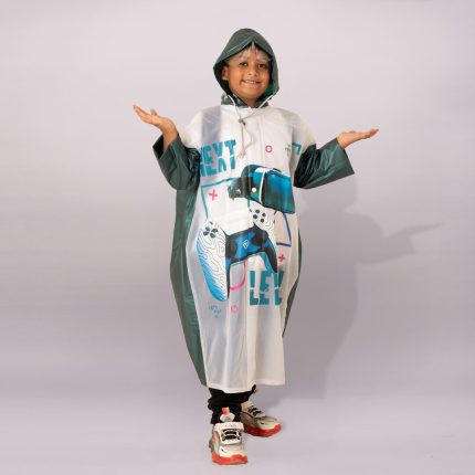 Kids Hooded Raincoat – Game Print