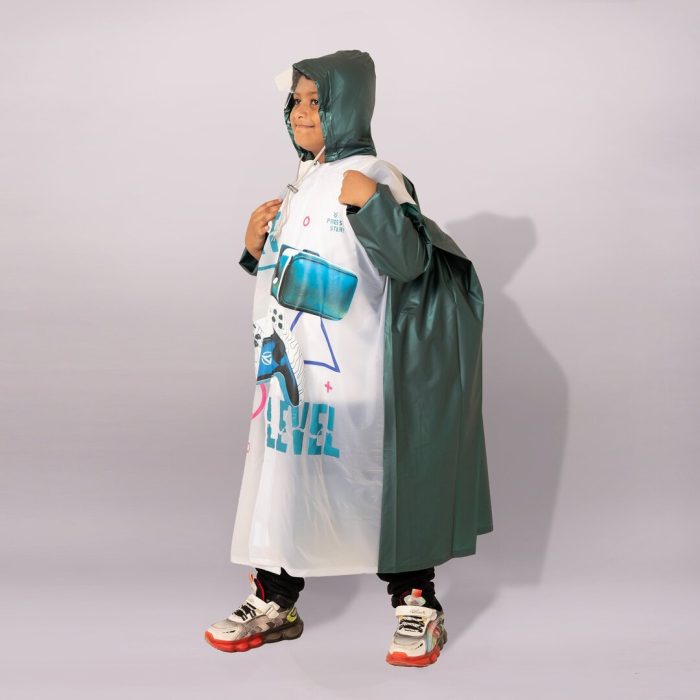 Kids Hooded Raincoat – Game Print
