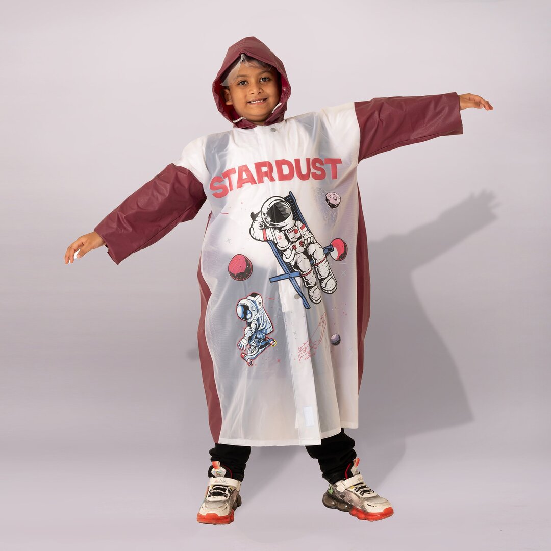 Kids Hooded Raincoat – Space Design